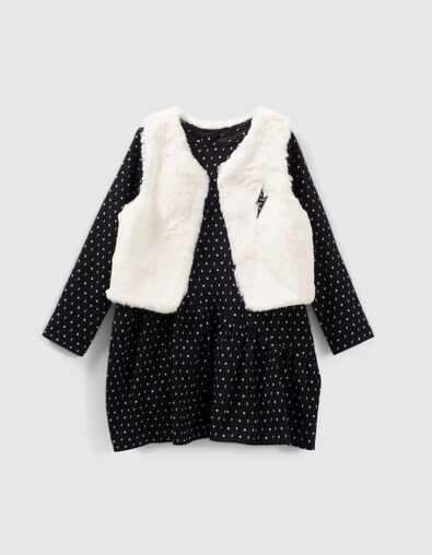 Girls&rsquo; 2-in-1 minimalist print dress with gilet - IKKS