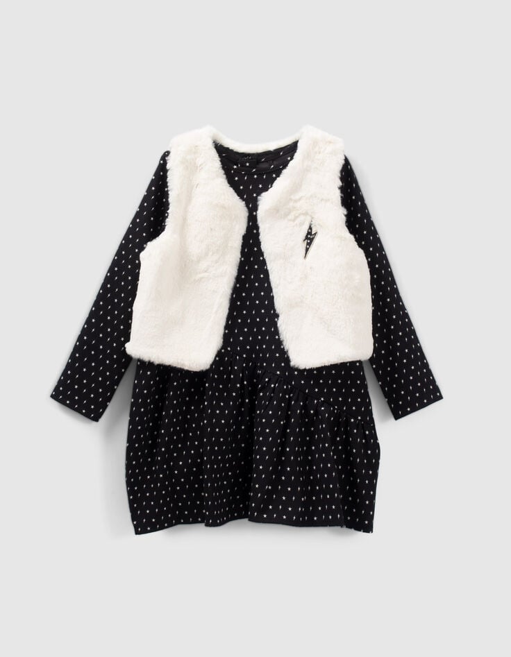 Girls&rsquo; 2-in-1 minimalist print dress with gilet-1