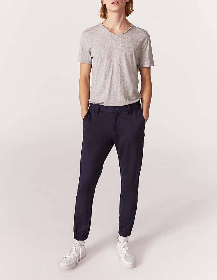 Men’s navy DRY FAST elasticated joggers with side piping-1