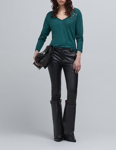 T-shirt met pailletten van rock emerald voor dames - IKKS