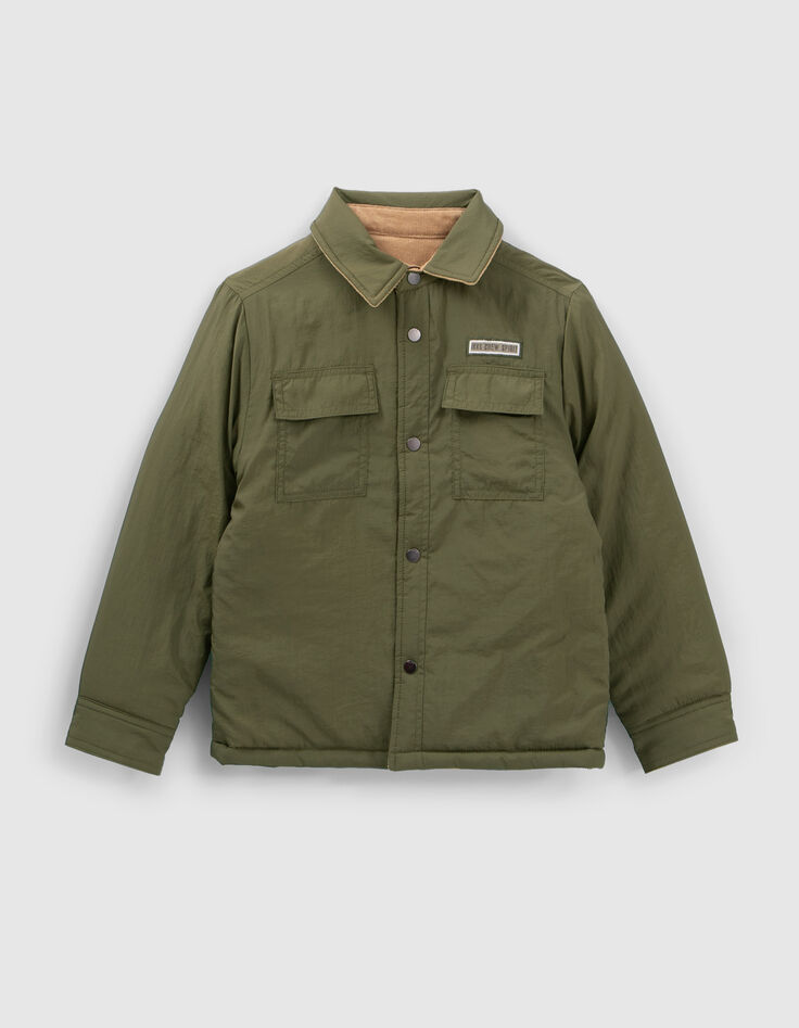Chaqueta reversible caqui y camel terciopelo niño-2