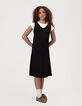 Girls’ 2-in-1 black midi dress and white cropped T-shirt-1