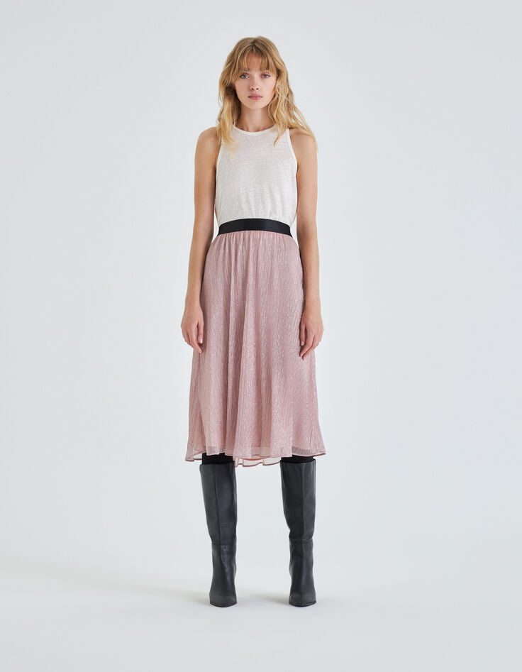 Women’s copper pink pleated midi skirt-6