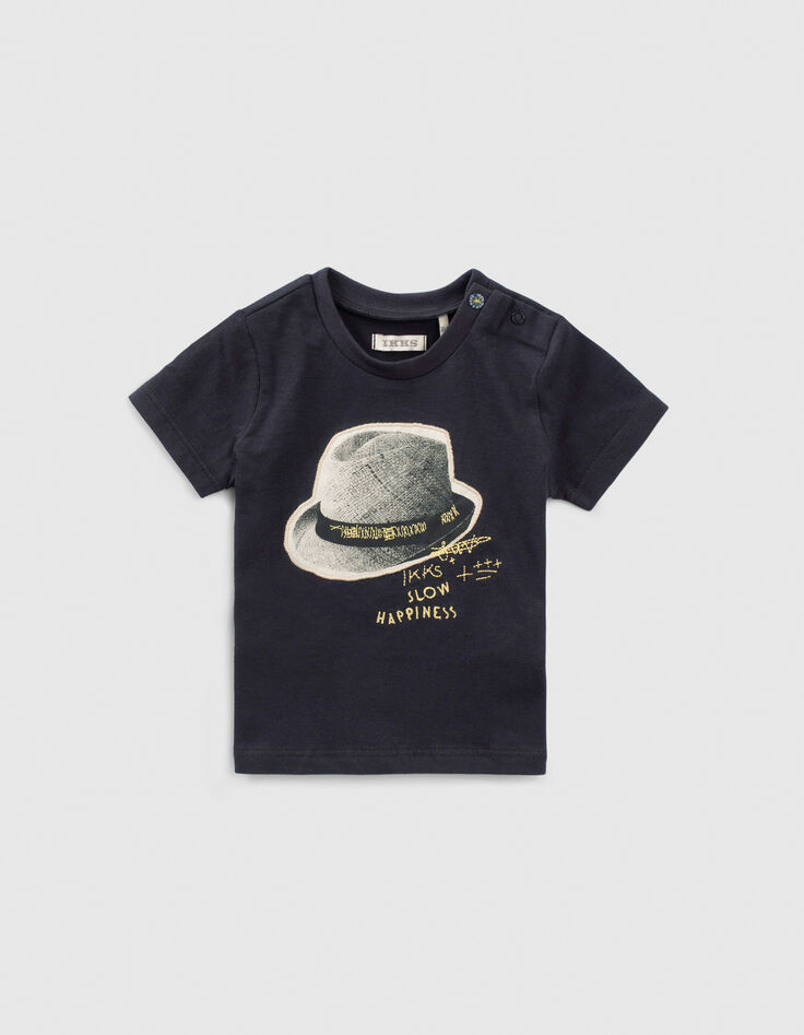 Marineblaues Shirt  mit Hutmotiv für Babyjungen-1
