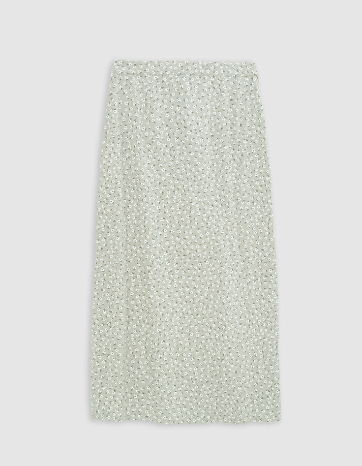Jupe longue verte imprimé floral d'été fille-4