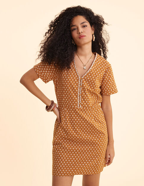 Robe camel imprimé floral cœur I.Code