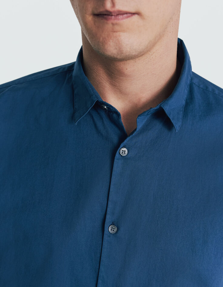 Chemise SLIM bleu denim en voile de coton bio Homme-5