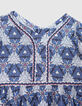 Weißes Mädchenkleid mit grafischem Wax-Print-2