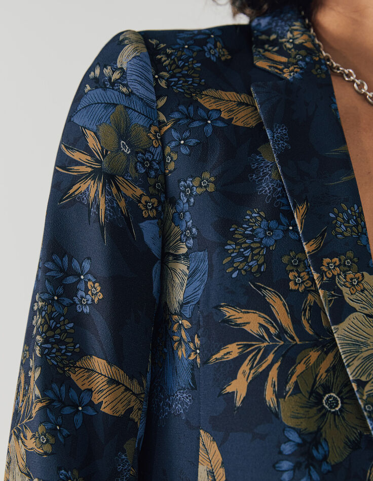 Veste tailleur en crêpe imprimé floral tropical femme-3