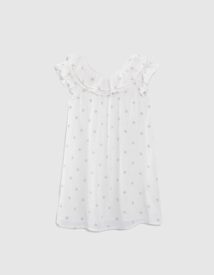 Girls’ ecru cotton gauze embroidered dress-1