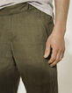Men’s khaki linen and cotton CROPPED combat trousers-4