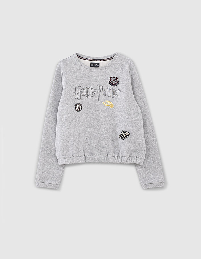 Girls’ grey marl sweatshirt with HARRY POTTER badges - IKKS