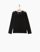 Tee-shirt noir brodé cœur et dos résille fille-4