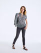 Voile top metallic micro-panterprint dames-6