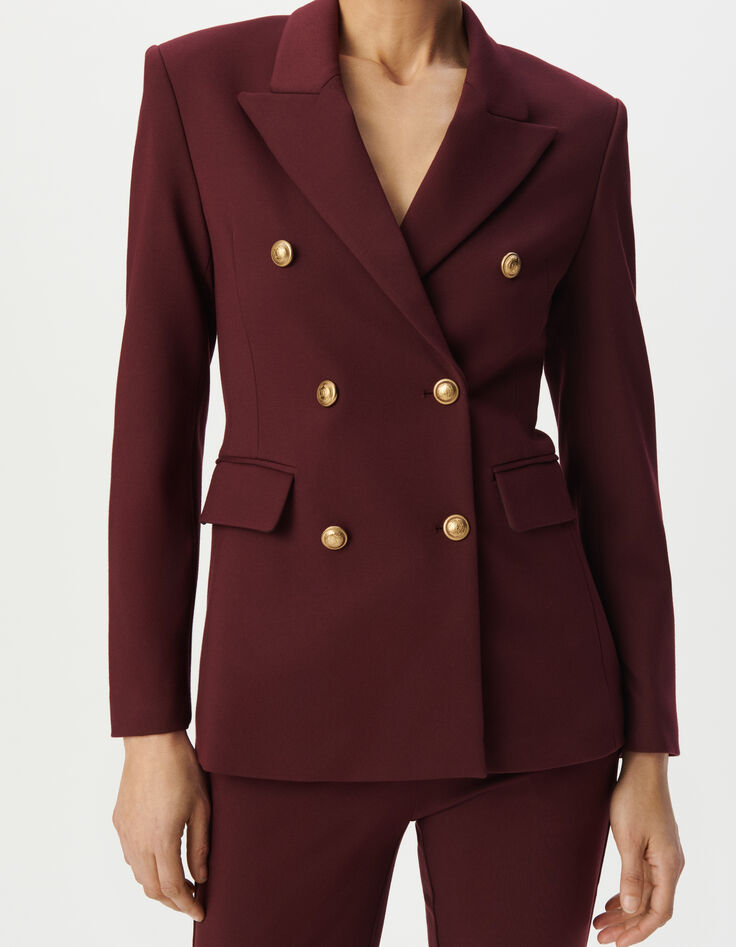 Women’s burgundy Milano knit suit jacket-4