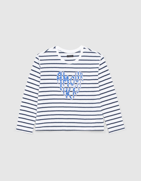 Matrozen-T-shirt biokatoen hartvormige tekst meisjes - IKKS