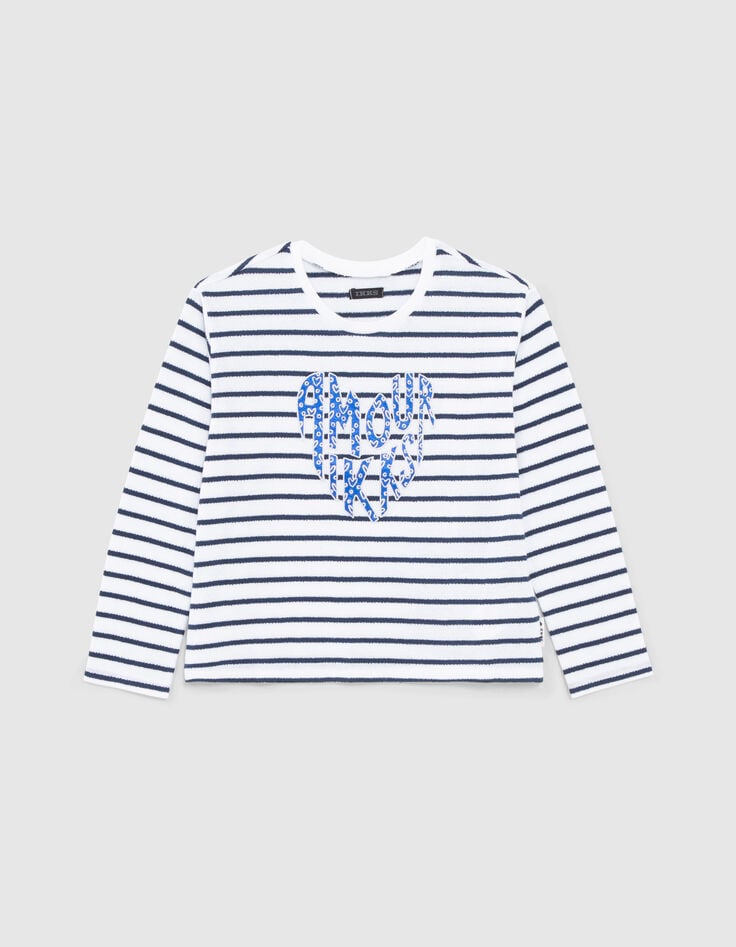 Matrozen-T-shirt biokatoen hartvormige tekst meisjes-1