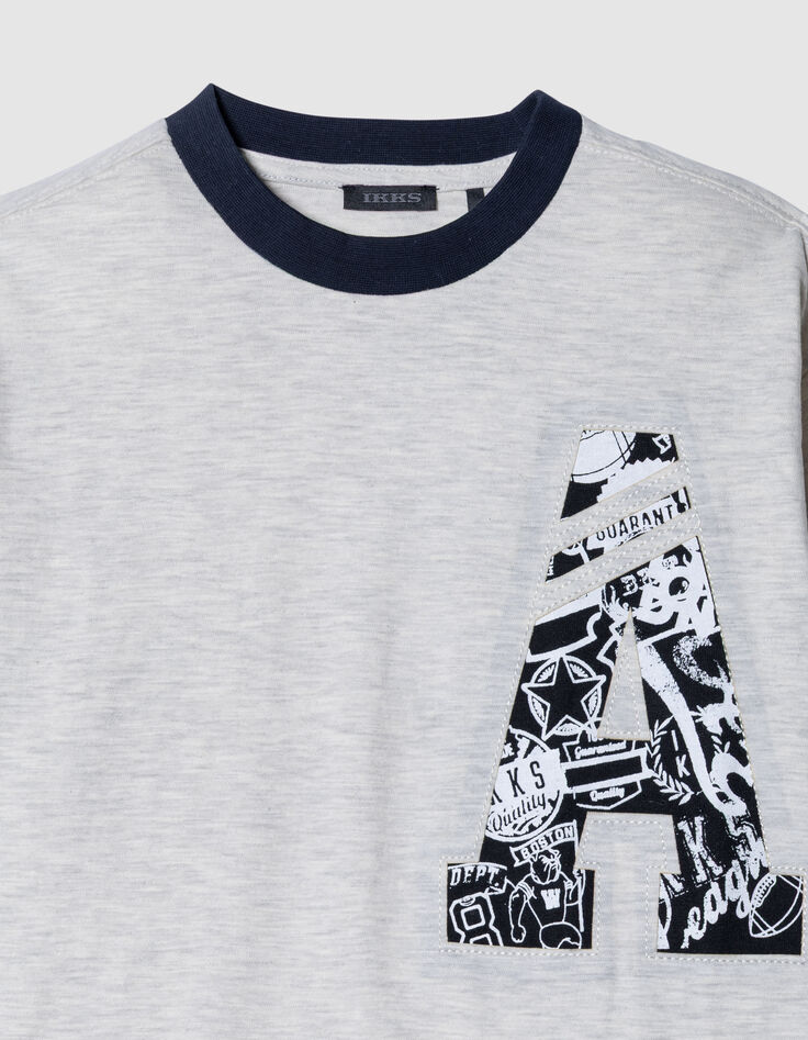 T-shirt manches longues gris clair maxi lettres A garçon-4