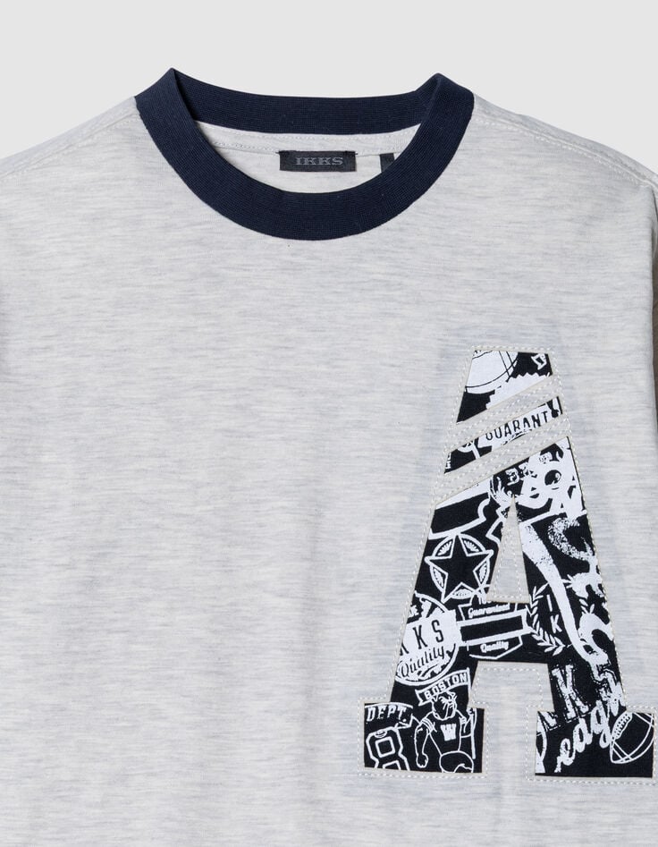 T-shirt manches longues gris clair maxi lettres A garçon-4 T-shirt manches longues gris clair maxi lettres A garçon-4