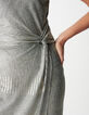 Champagne twisted jersey dress Woman-5