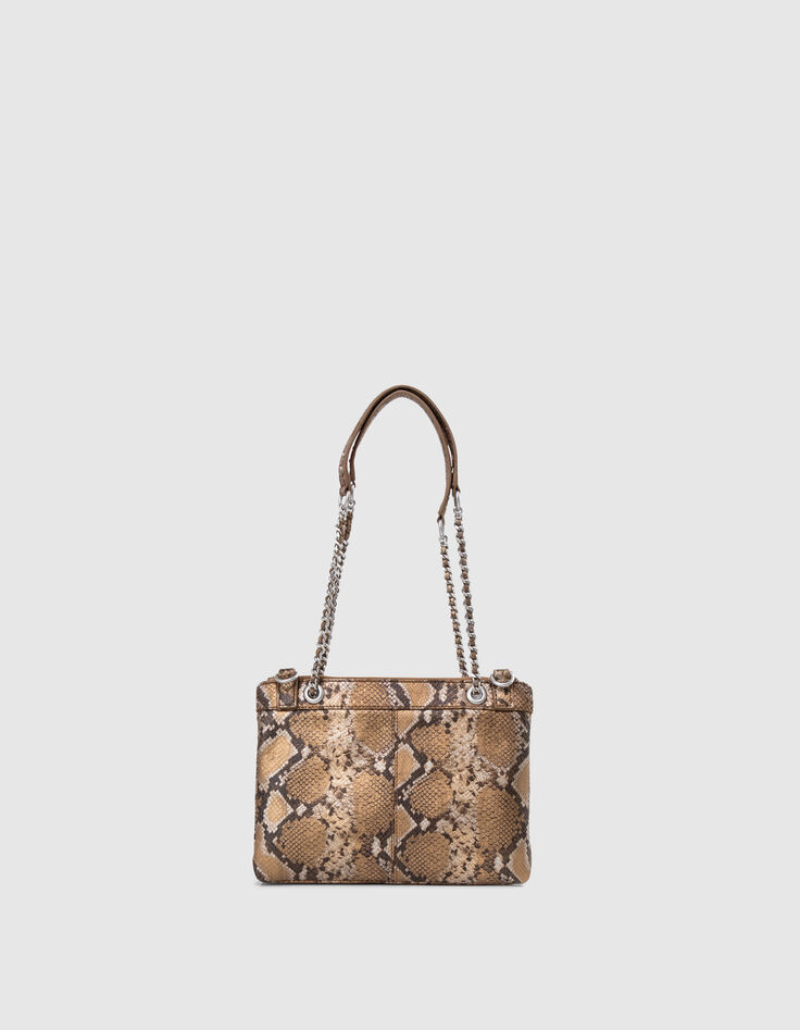 Women's gold leather python-look 1440 Reporter clutch bag-3