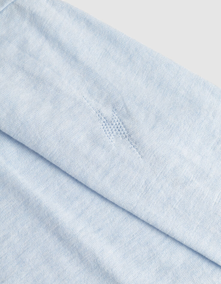 Men's sky slub knit sweater with rolled edges-6