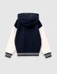 Kapuzenpulli navy jacquard gestrickt message boy-2