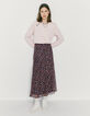 Falda larga amplia volantes floral mujer-6