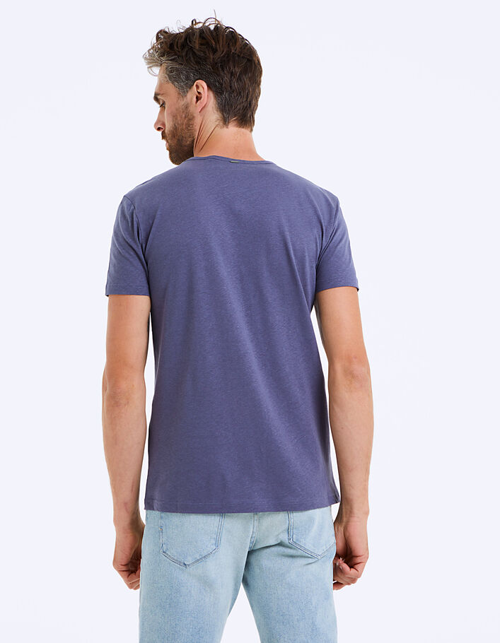 Men's shadow cotton and linen knit T-shirt  - IKKS