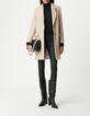 Straight sesame coat with rhinestone brooch Women-1