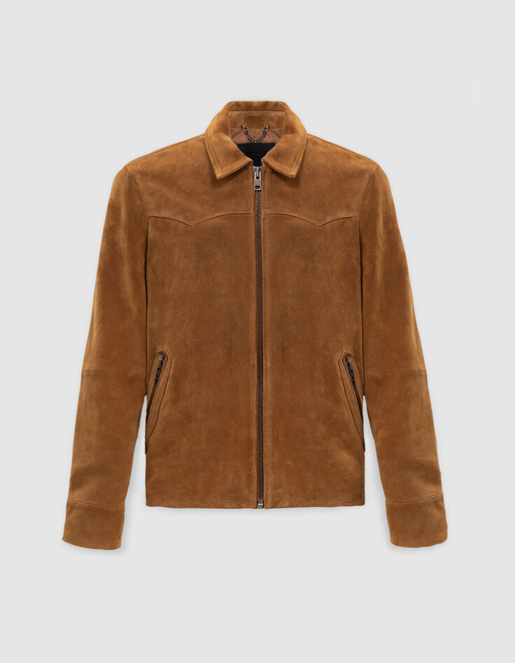 Chaqueta de piel de ante azafrán para Hombre-6