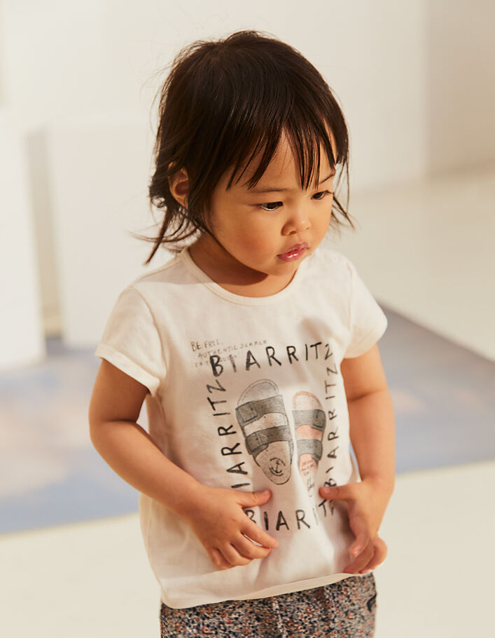 Baby girls’ ecru glittery slippers image organic T-shirt-6