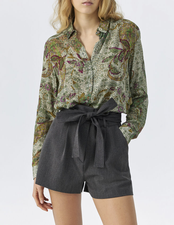 Chemise fluide écrue imprimé cachemire Femme-1 Chemise fluide écrue imprimé cachemire Femme-1