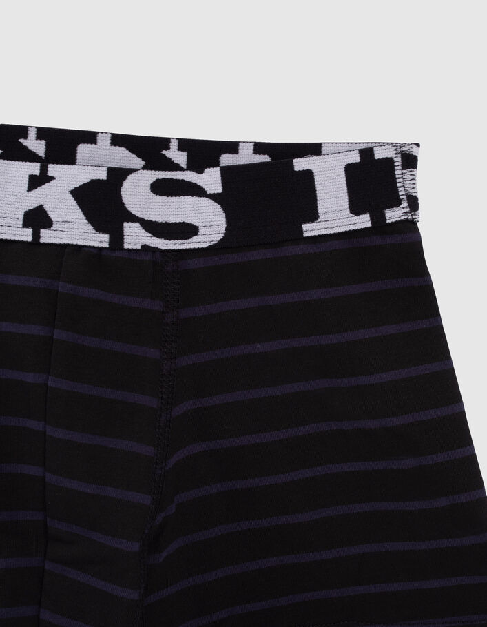 Marineblaue Jungen-Boxershorts mit schwarzen Streifen -4