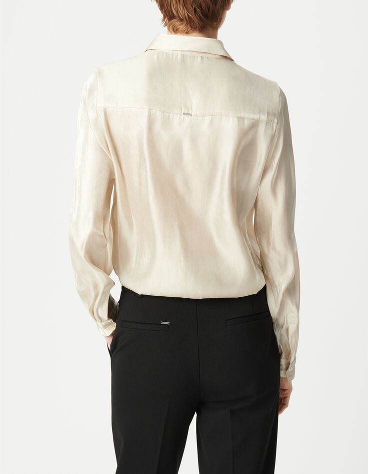 Dameshemd met beige goudlam&eacute; stropdas-3