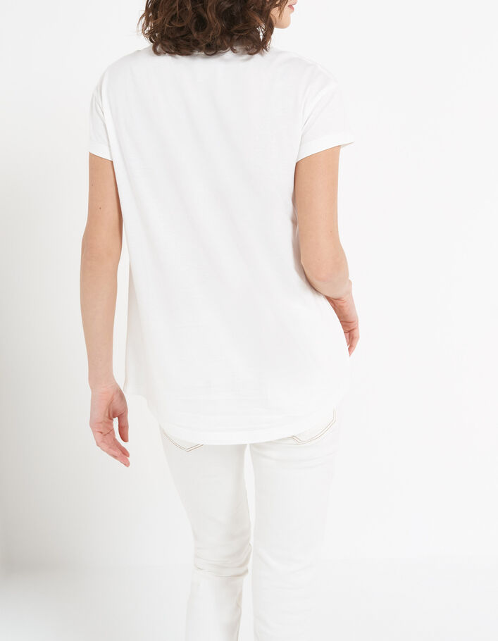 Gebroken wit T-shirt opdruk gebloemde streep I.Code - I.CODE