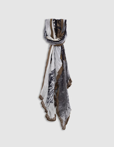 Men’s beige Mona Lisa-dragon arty scarf - IKKS