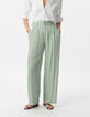 Pantalon fluide vert LENZING&trade; ECOVERO&trade; ethnique Femme-2