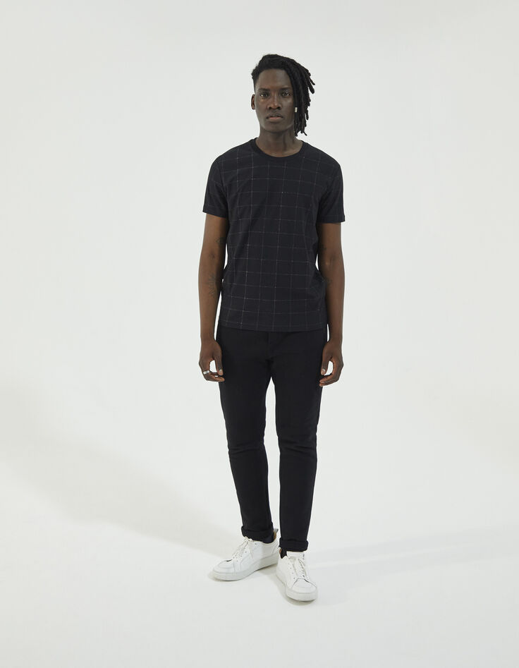 Tee-shirt noir à carreaux IKKS BETTER Homme-5