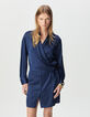 Robe chemise marine effet cache-coeur motif rayures Femme-2