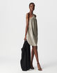 Goldfarbenes Kleid aus Metallic-Rippstrick für Damen-6