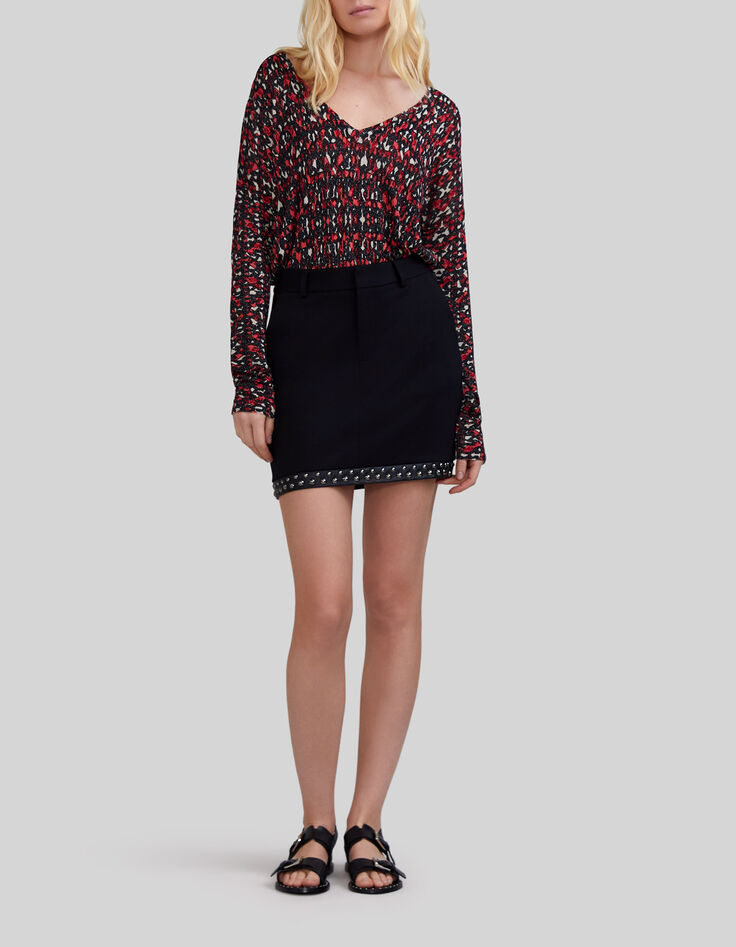 Pull noir tricot fin imprimé ikat Femme-6 Pull noir tricot fin imprimé ikat Femme-6