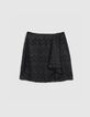 Jupe courte noire voile jacquard chevrons lurex Femme-6