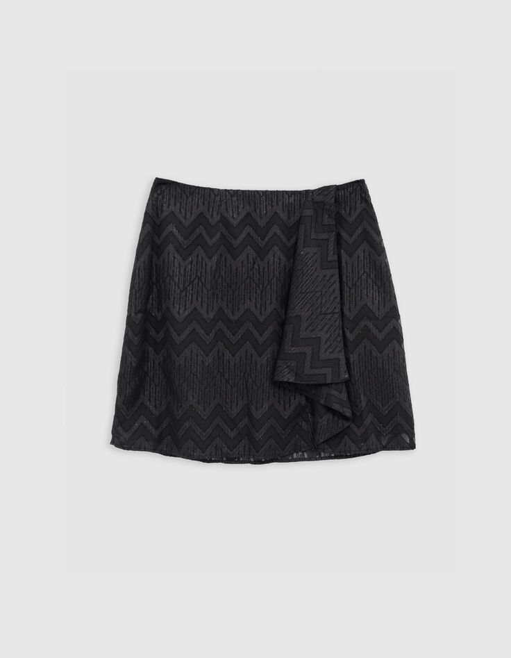 Jupe courte noire voile jacquard chevrons lurex Femme-6