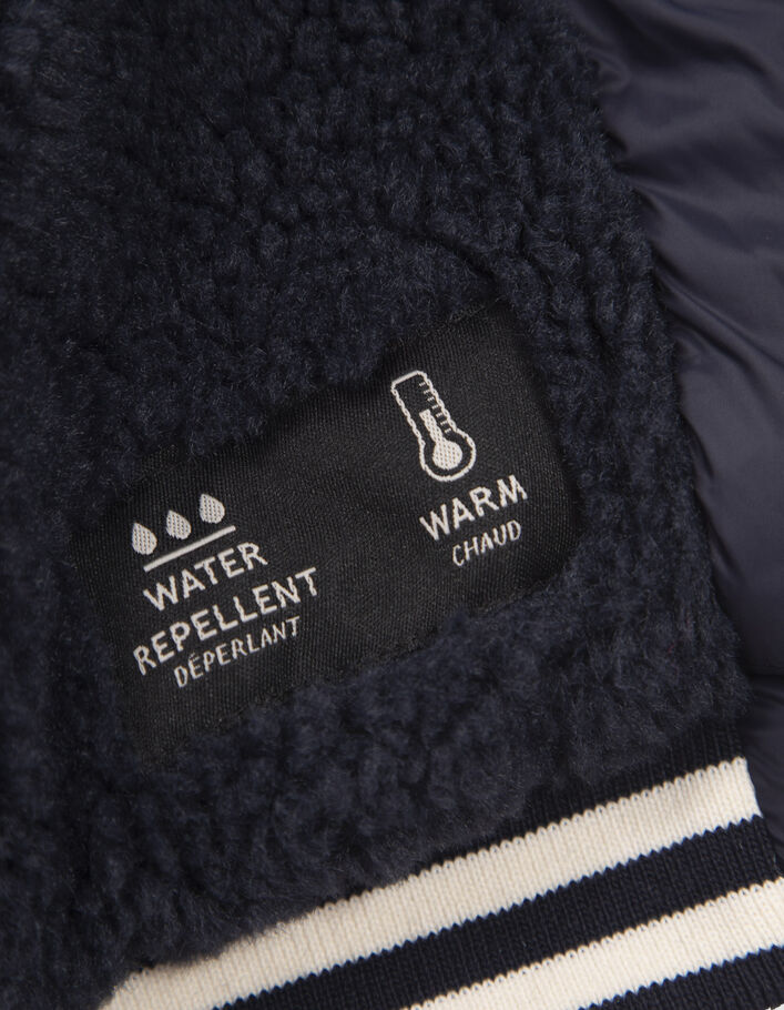 Baby boys’ navy fur-lined hooded facing padded jacket-5