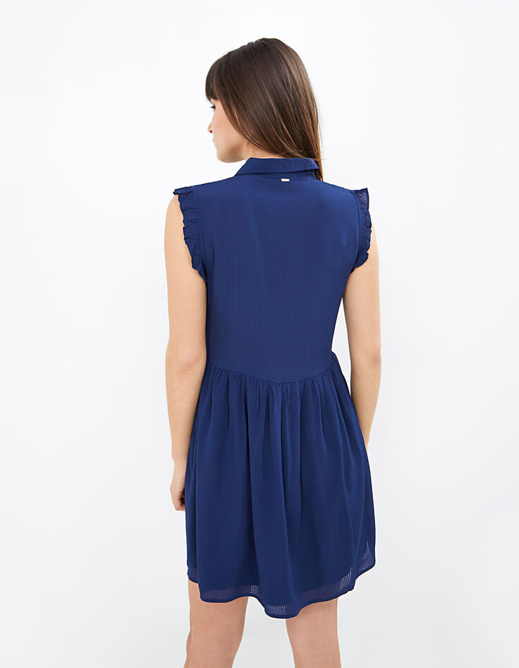 Robe chemise indigo avec plastron brodé I.Code-3