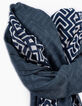 Marineblauer beidseitiger Herrenschal, uni und bedruckt -3