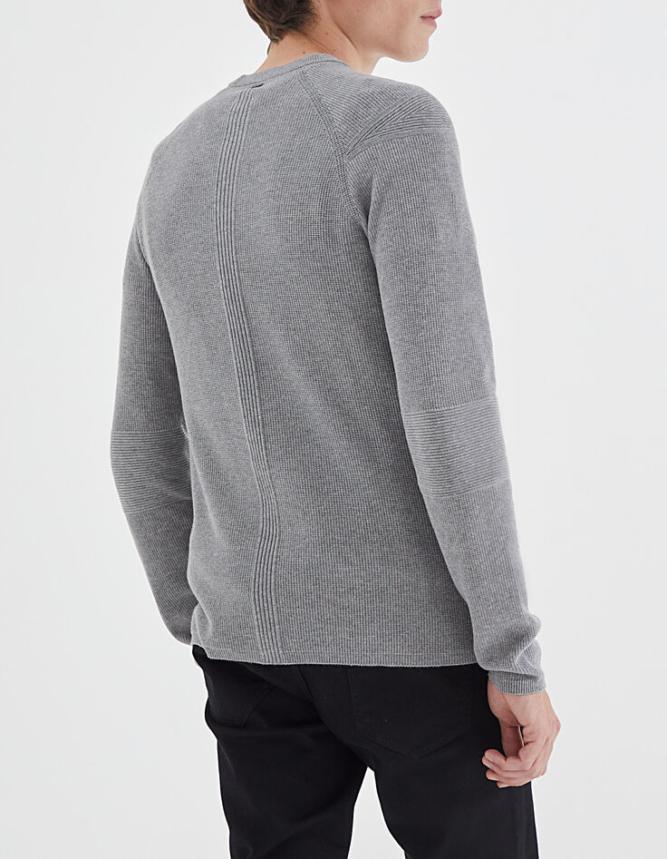 Pull gris chiné tricot 3D Homme-3