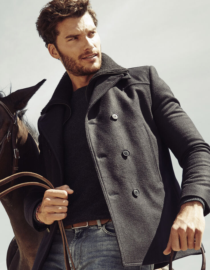 Men's navy pea coat-1
