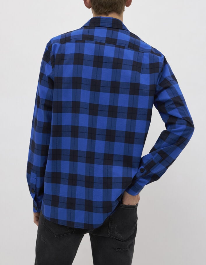 Men’s electric blue checkerboard REGULAR shirt-3